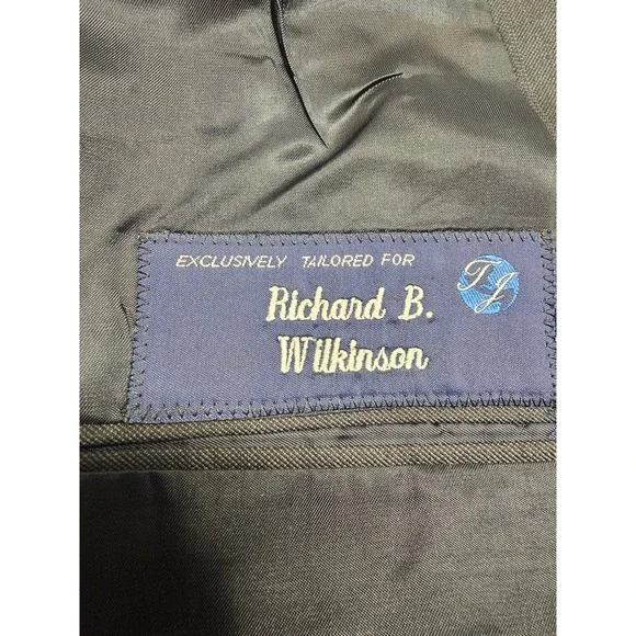 Richard B Wilkinson Mens Pinstripe Blazer Jacket Navy Charcoal Union Made - Picture 7 of 9